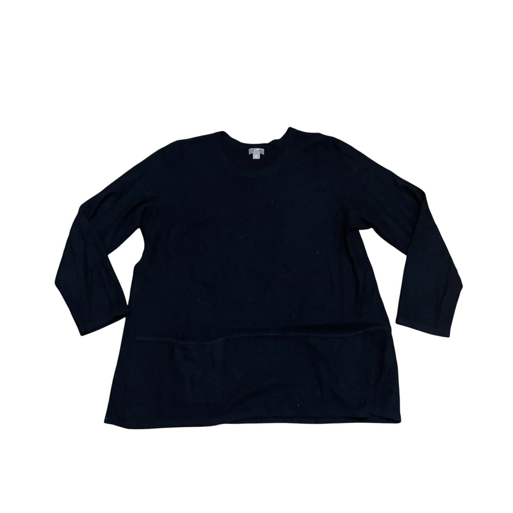 J.Jill Italian Wool Cashmere Blend Black Crew Neck Pocket Sweater Tunic Large